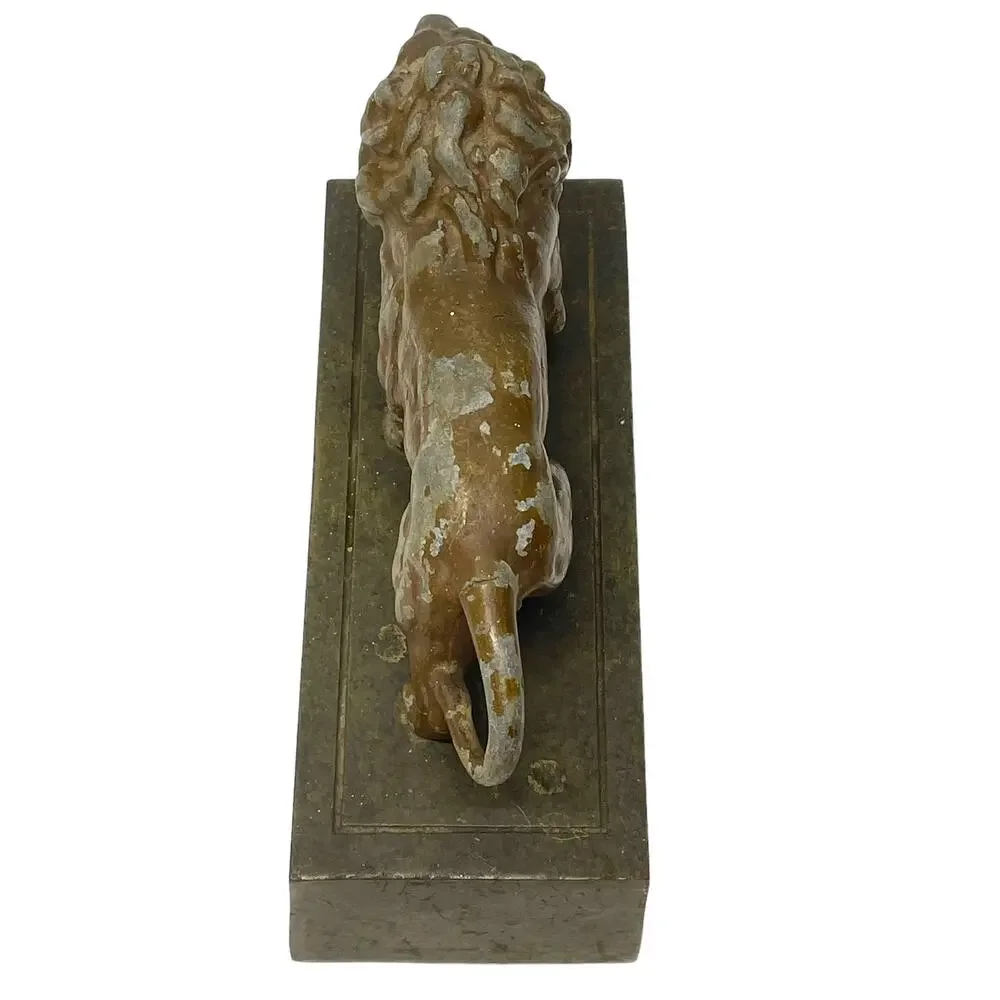 Lion Statue Doorstop Book End Figure Standing on Hollow Box Metal